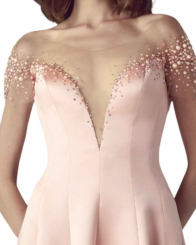 Blush Pearl Off-Shoulder Dress