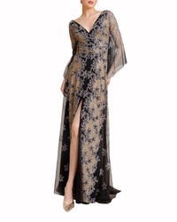 Tulle Sleeves Embroidered Dress