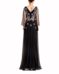 Tulle Sleeves Embroidered Dress