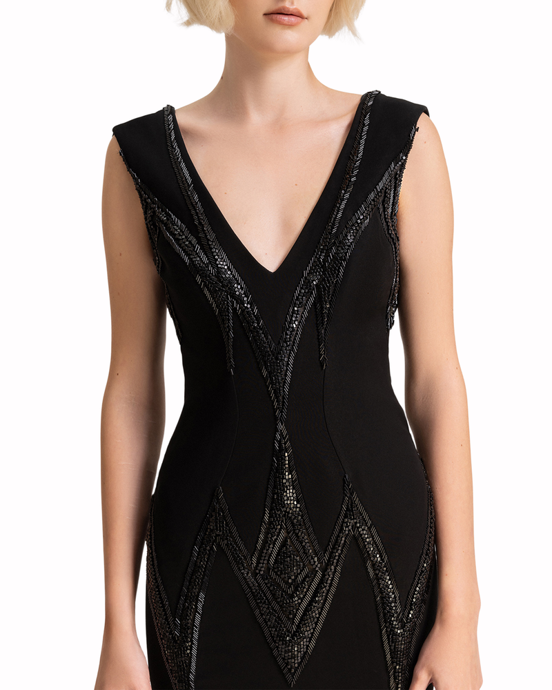 V-Neckline Beaded Dress