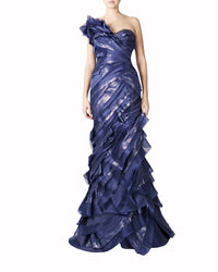 Ruffled Strapless Beaded Dress
