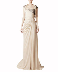 Sequined Halter Draped Dress