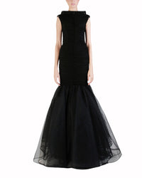 Lace Bodice Tulle Mermaid Dress