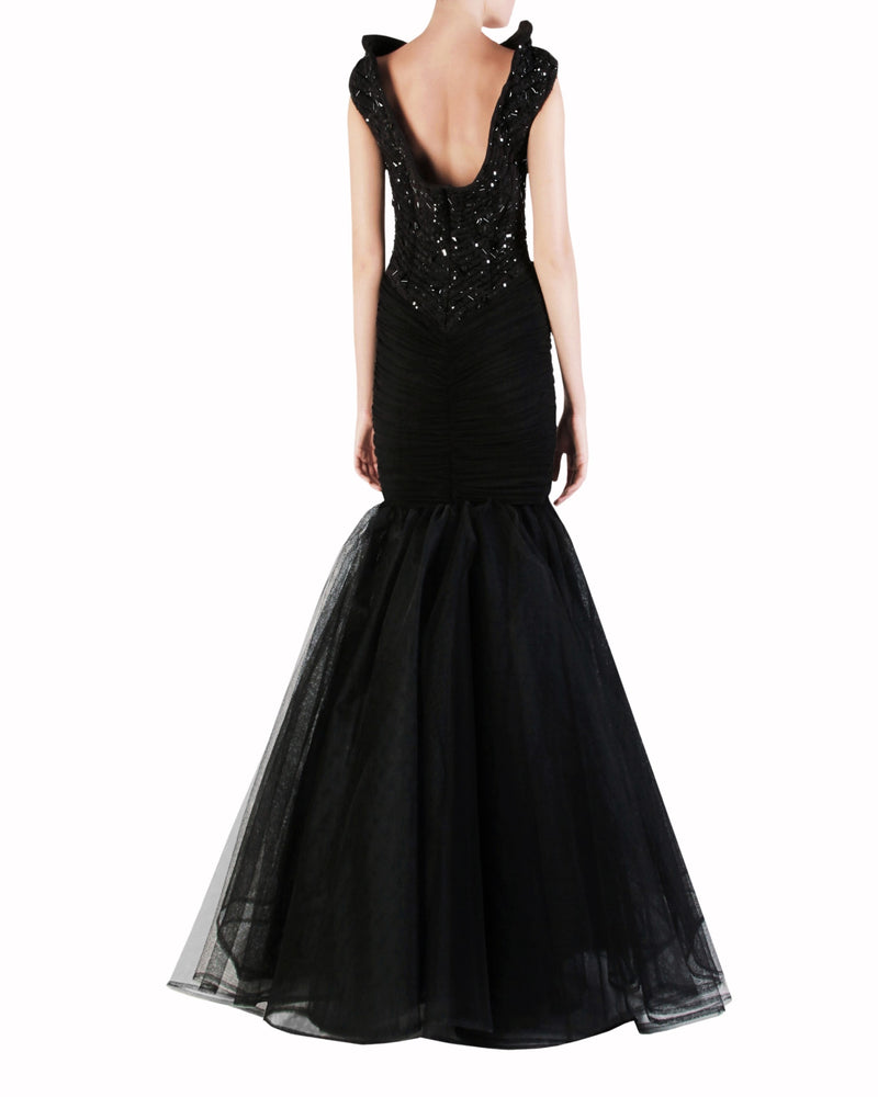 Lace Bodice Tulle Mermaid Dress