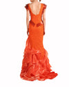 Lace Bodice Cascading Ruffle Gown