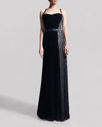 Velvet Dress with Beading Detail