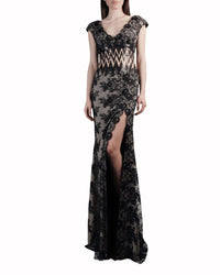 Guipure Dress with Sheer Waist
