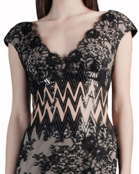 Guipure Dress with Sheer Waist