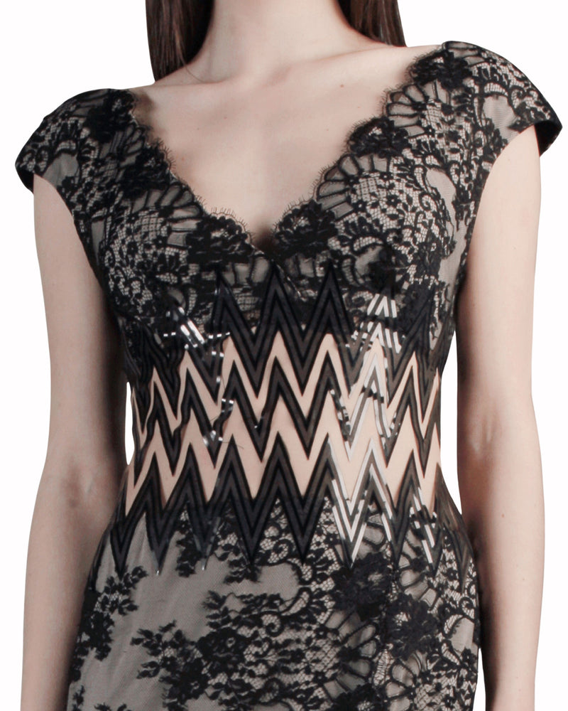 Guipure Dress with Sheer Waist