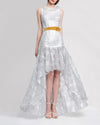 High-Low Gown with Silver Fabric