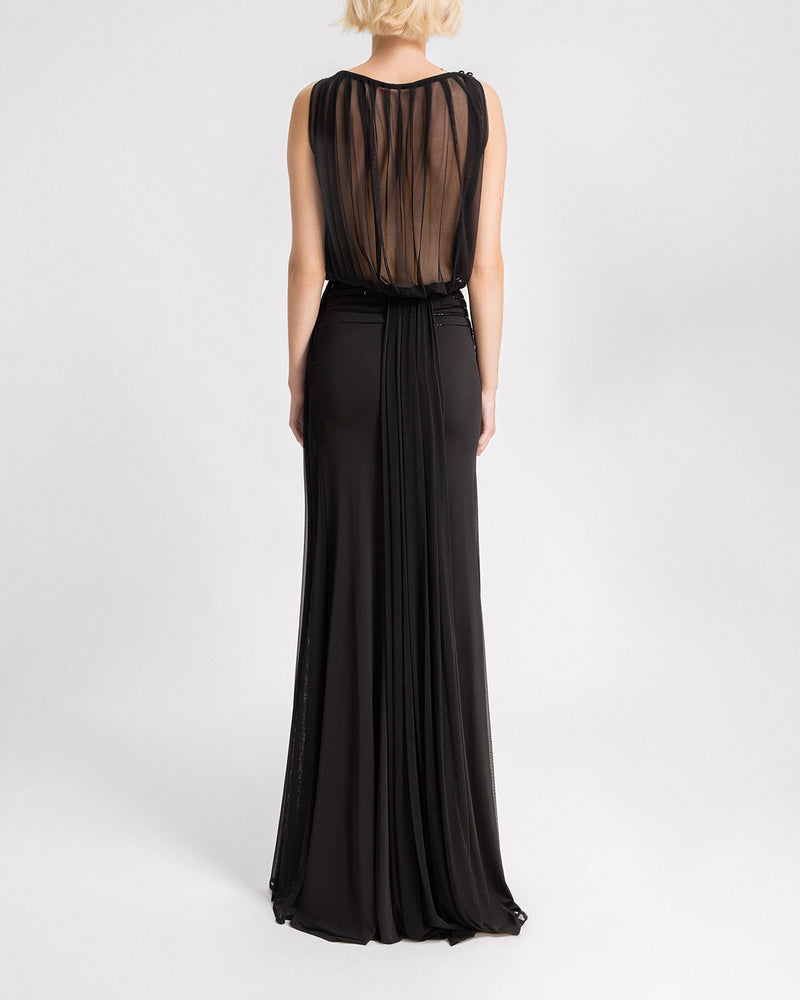 Draped Dress with Beaded Waist