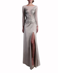 Metallic Appliqué Illusion Dress