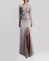 Metallic Appliqué Illusion Dress