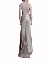 Metallic Appliqué Illusion Dress