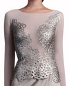 Metallic Appliqué Illusion Dress