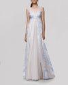 Blue Embroidered Tulle Dress