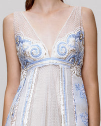 Blue Embroidered Tulle Dress