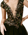 Embroidered V-Neckline Long Dress