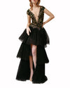 Embroidered V-Neckline Long Dress