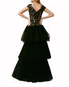 Embroidered V-Neckline Long Dress