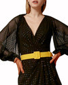 V-Neckline Long Dress With Belt