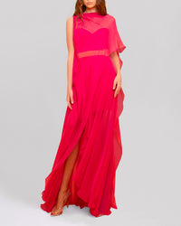 One-Shoulder Mousseline Long Dress