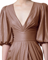 Long Brown Dress With Deep V-Neck