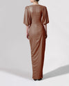 Long Brown Dress With Deep V-Neck