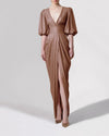 Long Brown Dress With Deep V-Neck