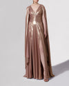 Draped Cape Like Shiny Dress