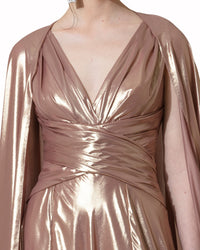 Draped Cape Like Shiny Dress