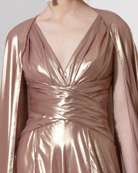 Draped Cape Like Shiny Dress
