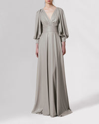 Bishop Fitted Long Grey Dress