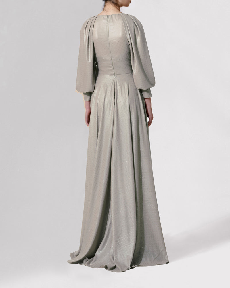 Bishop Fitted Long Grey Dress