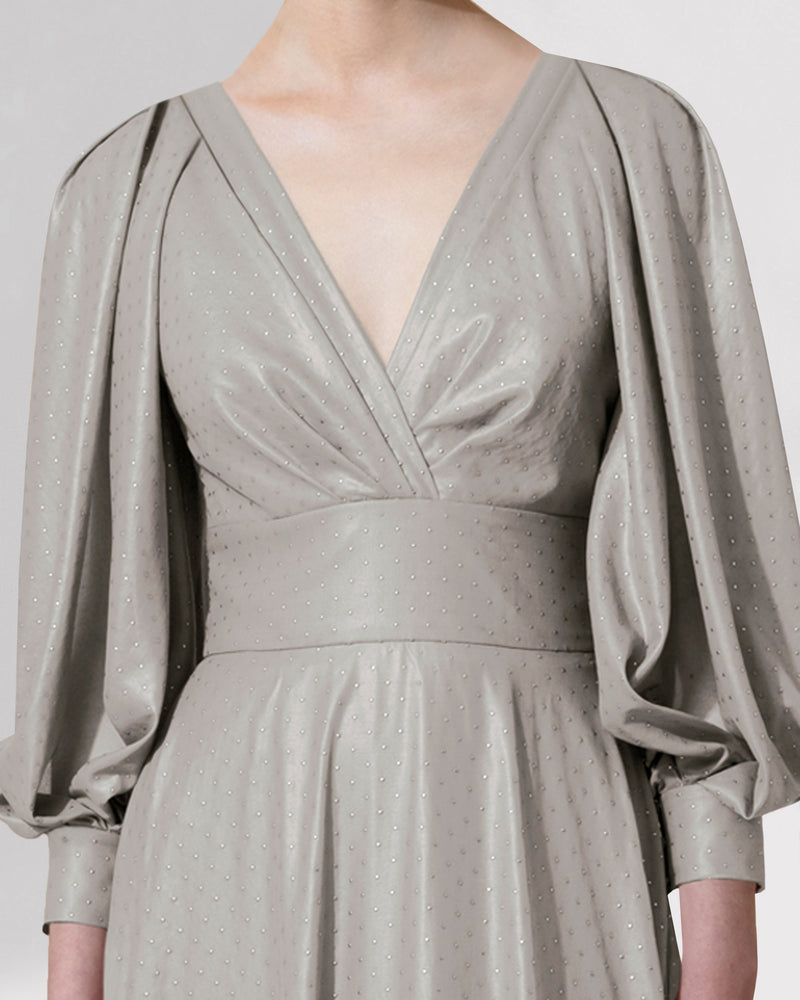 Bishop Fitted Long Grey Dress