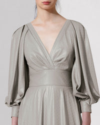 Bishop Fitted Long Grey Dress