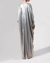 Cape-Like Long Draped Silver Dress