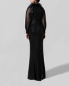 Raglan See-Through Feathered Dress