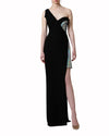 Bi-Fabric Asymmetrical-Cut Dress