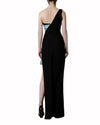 Bi-Fabric Asymmetrical-Cut Dress