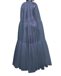 Blue Slim Caped Dress