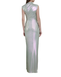 Asymmetrical Neckline Mint Dress