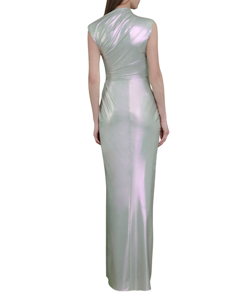 Asymmetrical Neckline Mint Dress