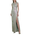 Asymmetrical Neckline Mint Dress