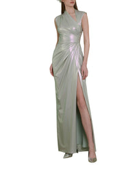Asymmetrical Neckline Mint Dress