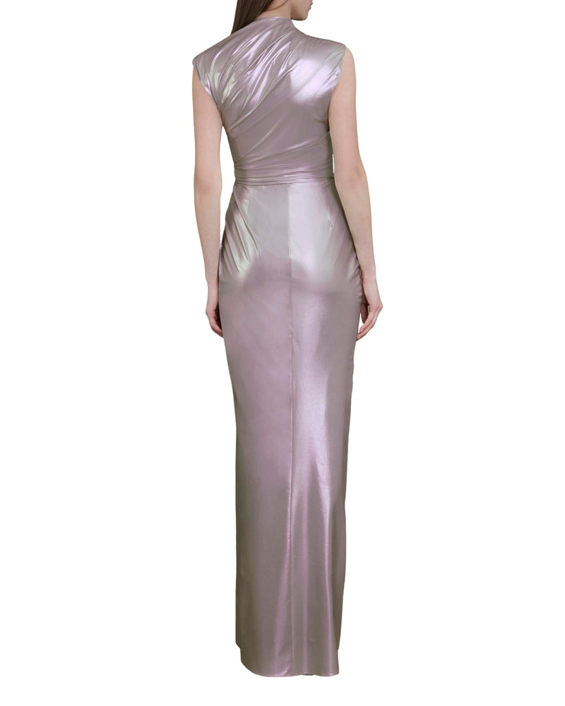 Asymmetrical Neckline Pink Dress