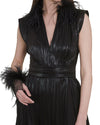 V-Cut Neckline Pleated Dress