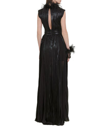 V-Cut Neckline Pleated Dress