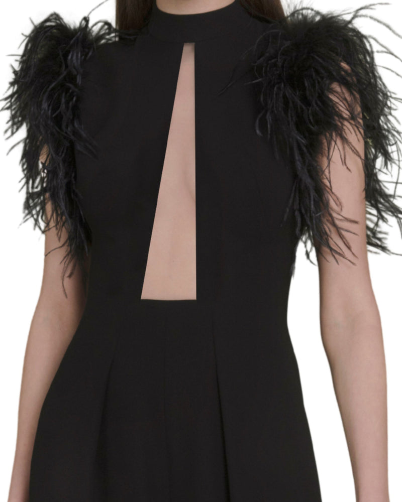 Feathered Shoulders Jumpsuit