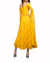 Yellow Off-Shoulder Lace Midi Dress